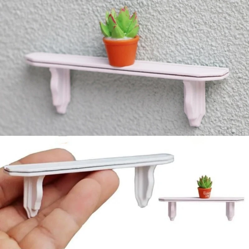 1:12 Dollhouse Miniatúrna stena polica Biely skladovací stojan Závesný polica Model domov kúpeľňový nábytok