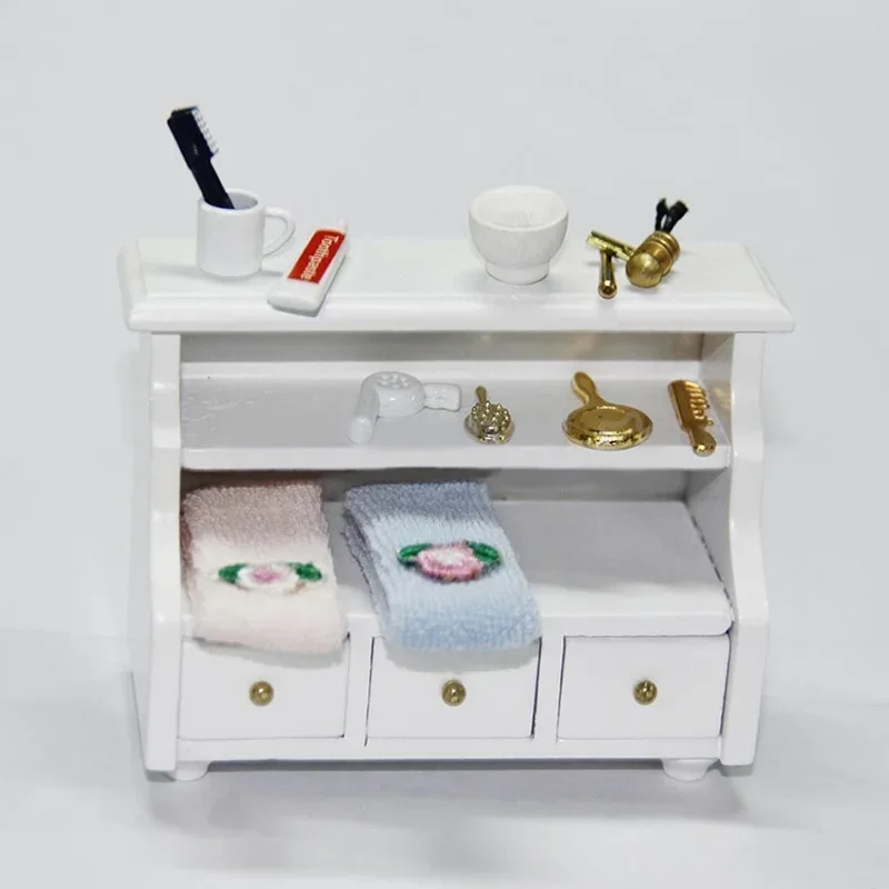 1/12 Dollhouse Miniatúrny nábytok Drevená toaletná kúpeľňa Zásuvka na skrinku