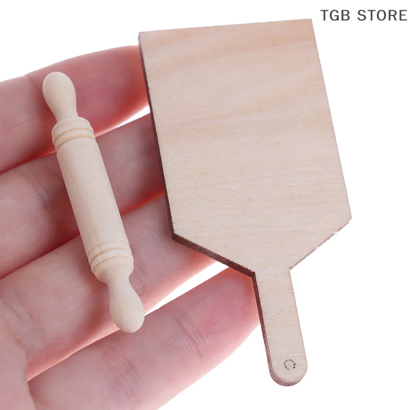 1:12 Dollous Miniatures Kitchen Cutting Board Rolling Pin Set Hračky
