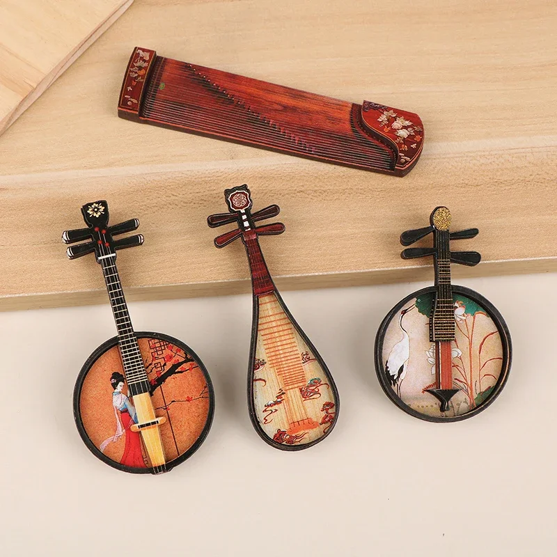 1:12 Dollouse Pipa Guzheng Guqin Model Dollouh Mini Figuríny Národný hudobný nástroj Domáca ozdoba