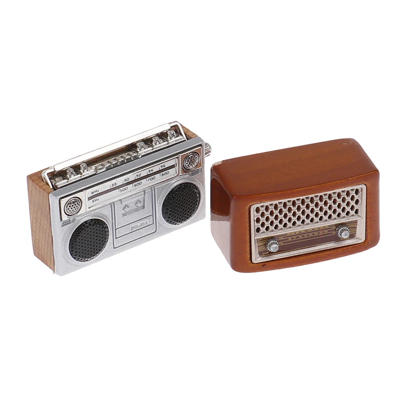 1: 12 Domáce príslušenstvo vreckové simulácie Mini retro rádio