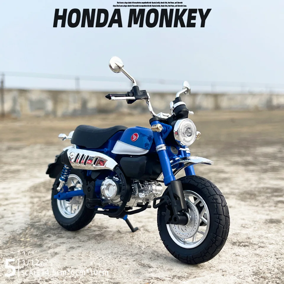 1:12 Honda Monkey Toy Hračka zliatiny Diecast Miniatúrny model predné kolieska Riadenie pneumatiky Motocykle