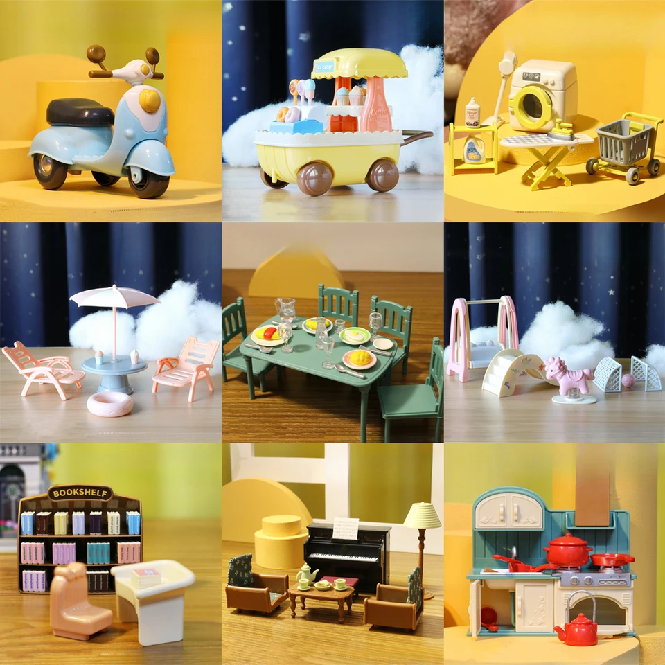1:12 Miniatúrny nábytok Forest Forod Family Kuchynská hračka Hračka jedálenský stôl Dollouse Doplnky kúpeľňa predstierajte hru pre dievčatá hračky