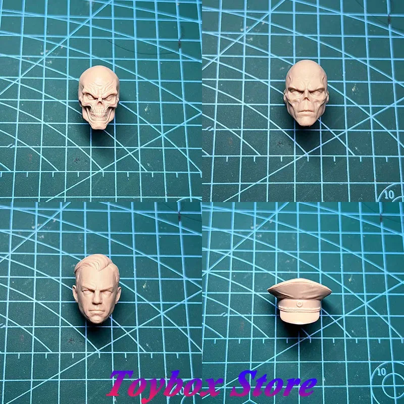 1/12 Red Skull Man Solider White Panited Head Sculp Movie Komiks Ketačný rezbársky model pre 6 
