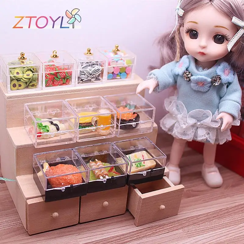 1/12 Stupnica 2ks Dollous Miniatúrny cukrík Candy Box Dezert Cake Storage Box Model Model Model Doll House Decor Hračky