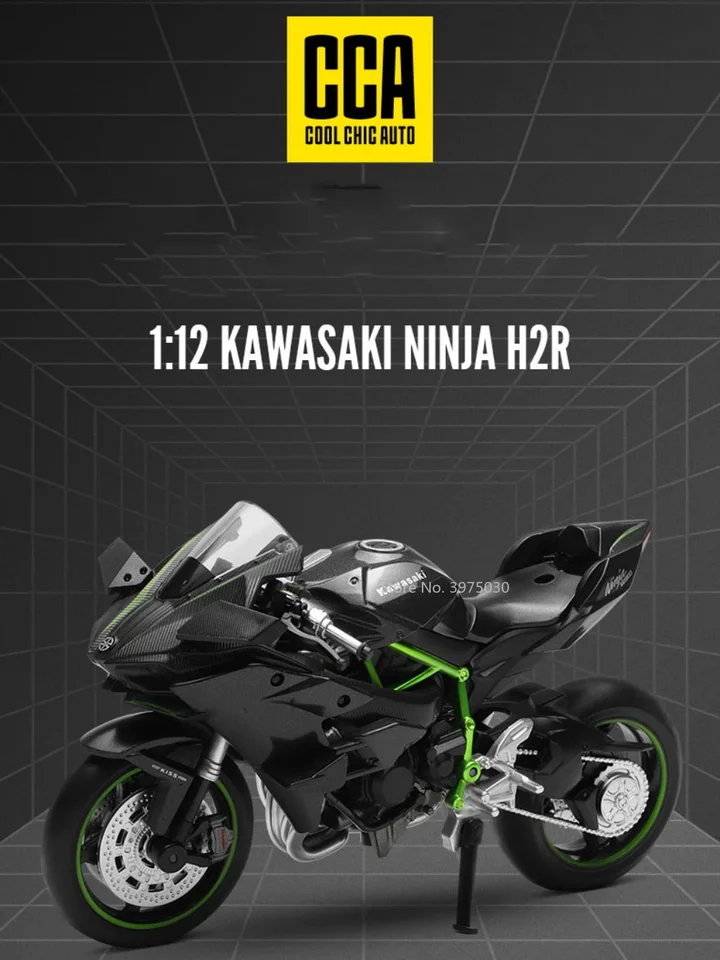 1:12 Stupnica Kawasaki Ninja H2R zliatiny Diecast Motocykel Model hračky Hračka predné kolesá Modely zavesenia zadných kolies pre deti