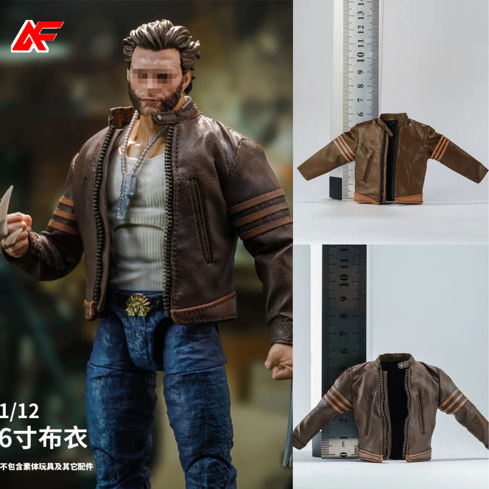 1/12 v mierke hnedá kožená bunda Coat