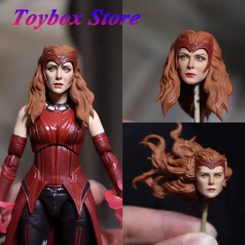 1/12 šarlátová čarodejnica Jemná červená vlasová hlava sochárka Marvel Series Super ženská hrdina Chemitované maľované hračky pre 6 