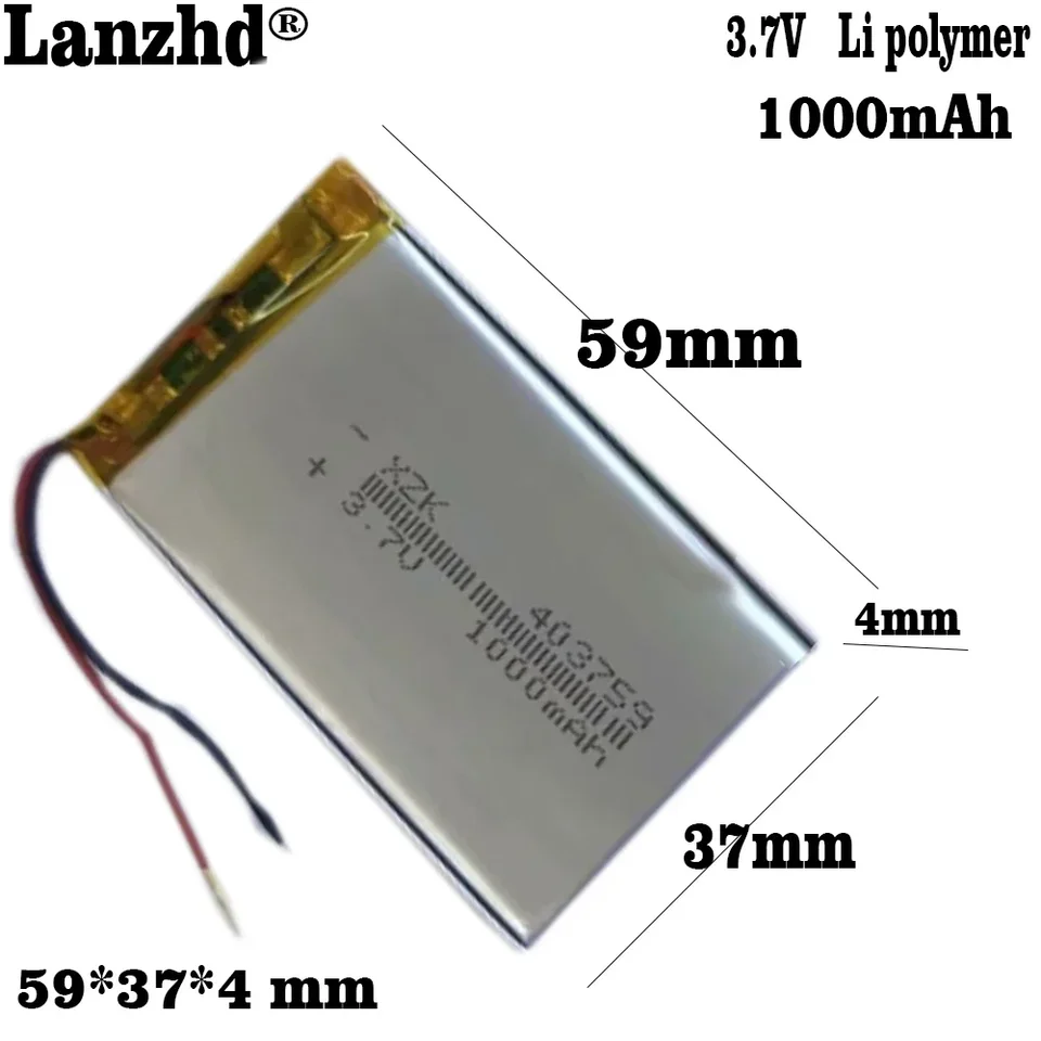 1-12ks 403759 3,7V 1000MAH 383759 Littium Polymer Li-Po nabíjateľná DIY batéria pre MP3 mp4 mp5 GPS Mobile Electronic