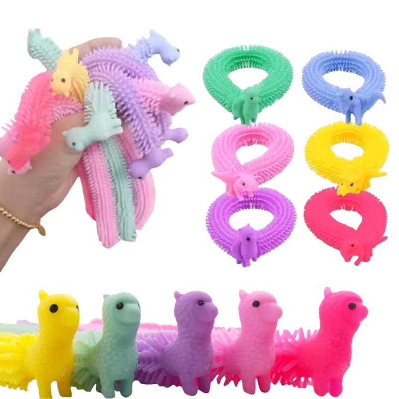 1-12ks alpaca elastické lano husle hračky s dlhými rezancami elastické hračky Detské reliéfy hračky autizmus hračky pre hračky