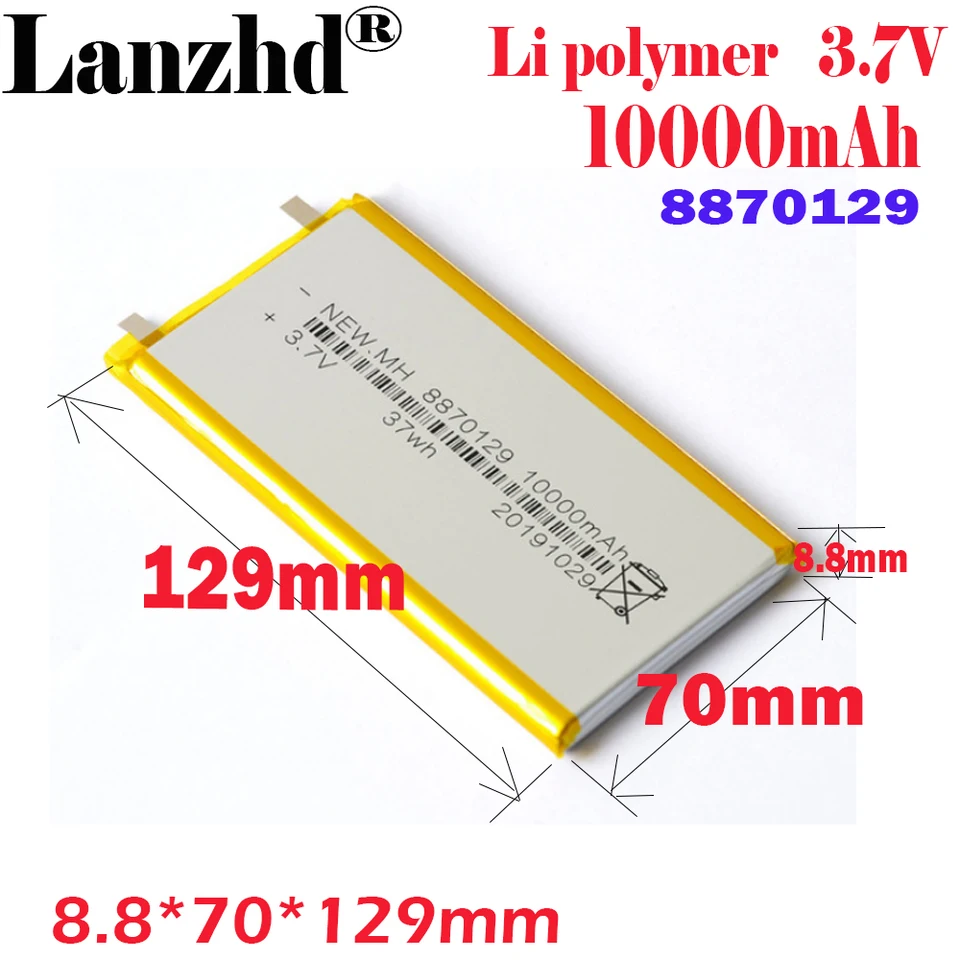 1-12ks Li PO Polymer 3,7V 10000MAH 8870129 lítium batérie pre GPS DVD E-kniha Tablet PC LAPTOP Power Bank Videohra Videohra