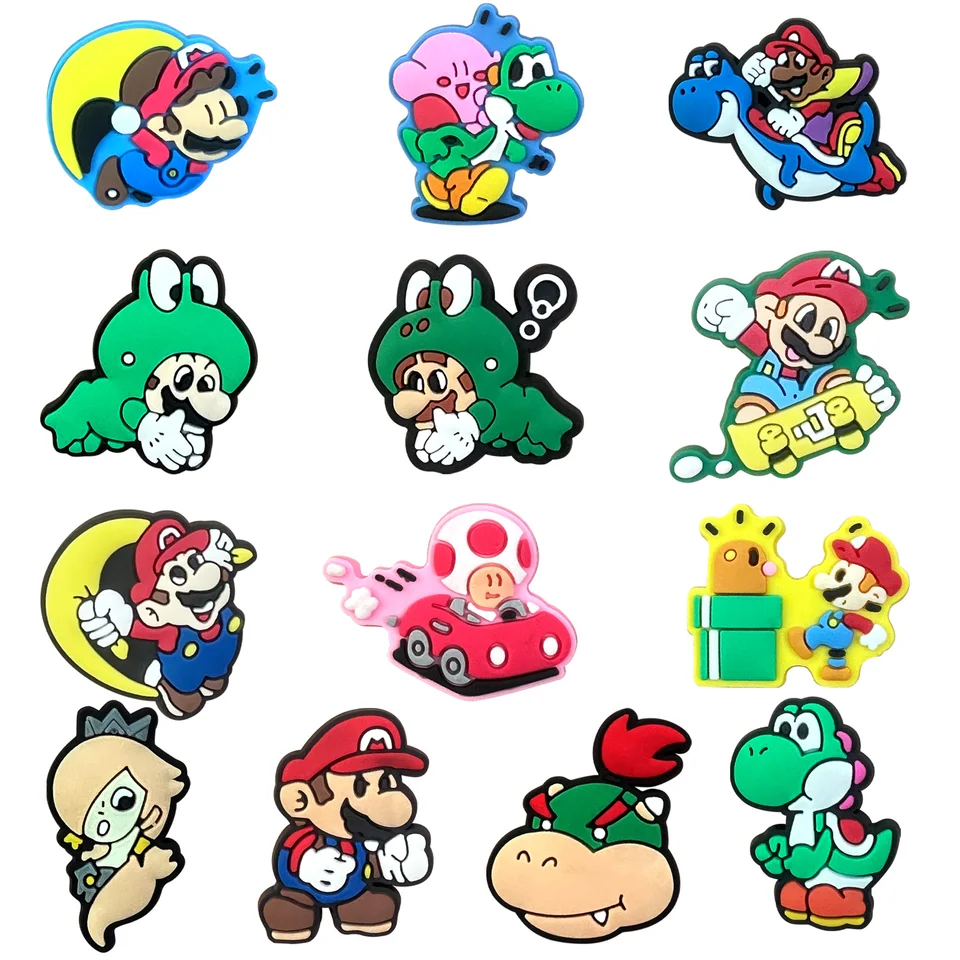 1-13ks miniso karikatúra inštalatéra rola topánky OBAM OBAVY DEOBOŠÍM MARIO SERIES PVC DECONTRACE DETACHABLE WOROPPLY PRE PARTY DARKY