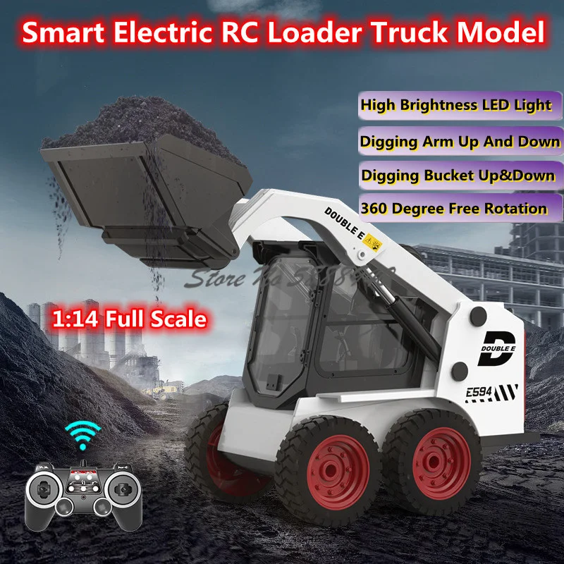 1:14 360 ° Rotate Electric RC Loader Bulldozer Truck 2,4G 4WD Bucket Arm Až