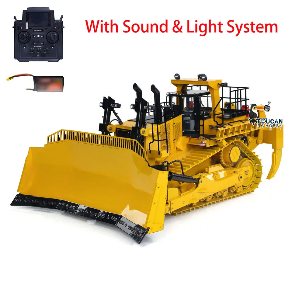 1/14 D11t Dozer Hydraulic RC Bulldozer kovový RTR svetlo zvuková dymová jednotka Motor ESC RC Hračky zostavené diaľkové ovládanie desiatok modelu modelu