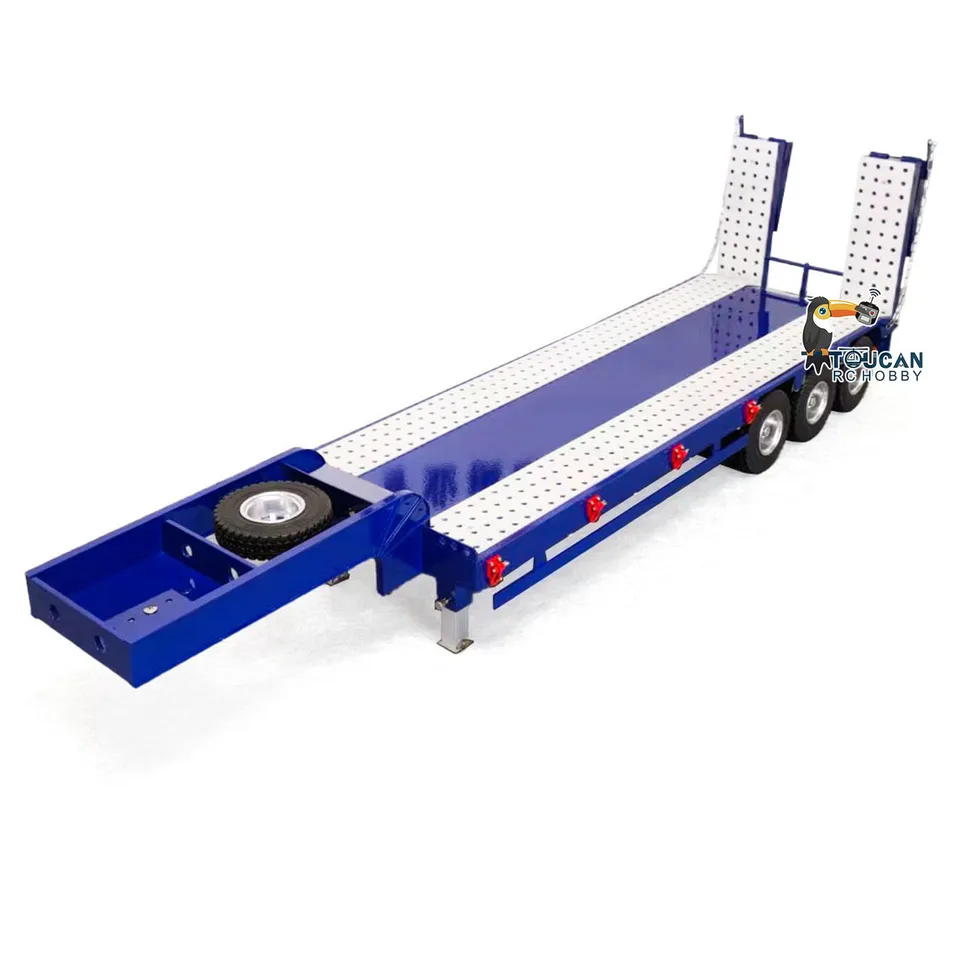 1/14 kovový príves 3 nápravy 2-sekcia Elektrický zadný doska Maľované hotové diely pre hračky RC Tractor Truck Carset Vozidlo TH23504