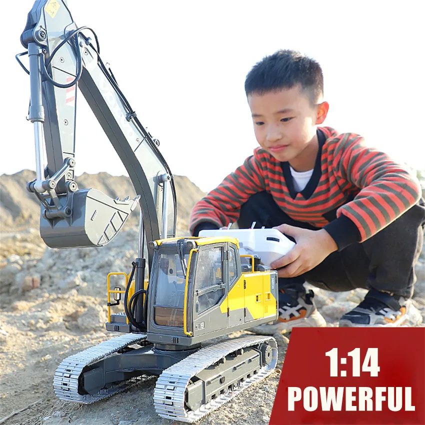 1/14 RC Full Metal Big Excavator Electric zliatiny RC Cars Excavator Model hračky pre diaľkové ovládanie hračiek pre chlapcov E010 upgraded