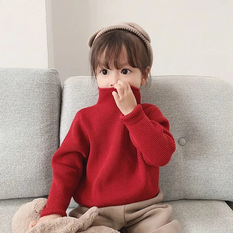 1-14 rokov detské batoľatá Knit svetre pre dievčatá Turtleneck Fall Warm Sweater Topy