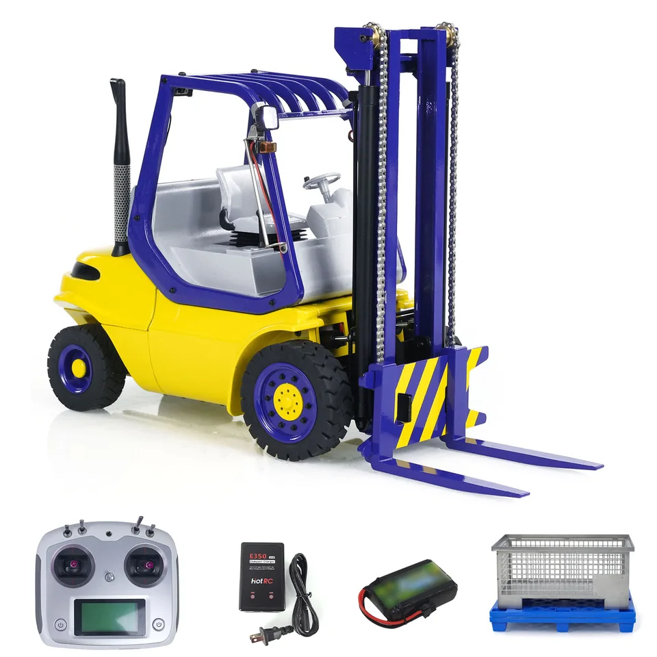1/14 Stupnica RC Hydraulický vysokozdvižný vozík Hračky Hračky Kovový kolesový prenos rtr DIY maľované hotové vozidlo Folk Lift Truck Light Hračky Model Hračky