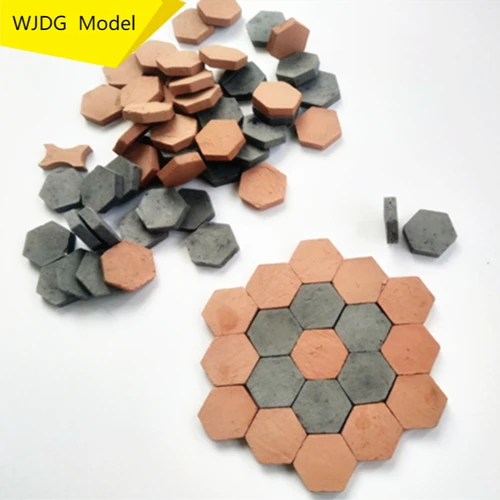 1:16 Miniatúrny model Budova DIY Craft Model Archaize tehlová budova Mikro krajinná scéna Materiály Hexagonálne červené, Cyan Tehly