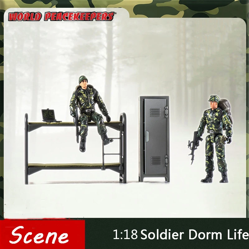 1/18 Scale Soldier Dormitory Living Scene Set Cabinet Bed pre 3,75 '' 'Action Fig Collection Zobraziť hračku pre domácich majstrov