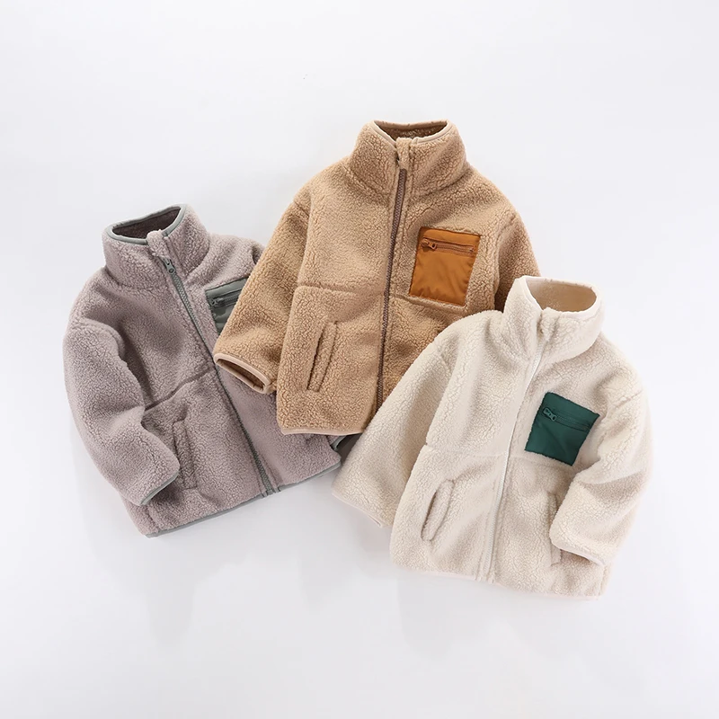 1 2 3 4 5 6 7 rokov Bunda Boys Autumn Winter Warm Fleece Baby Coats New Fashion Zipper Detský vonkajší oblečenie Detské oblečenie
