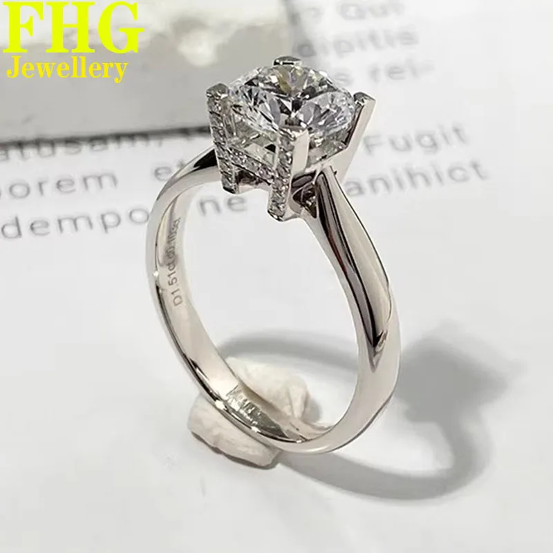 1 2 3 4 5 Carat AU417 10K biely zlatý prsteň Round Tvar Moissanite Diamonds Ženy Svadobný zásnubný prsteň klasický trendy