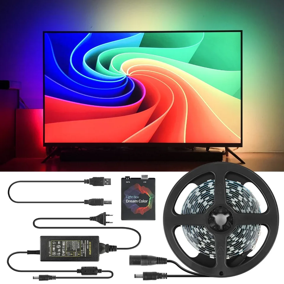 1/2/3/4/5 m Android TV podsvietená obrazovka HDTV HDTV Monitor USB LED Strip adresovateľné adresovateľné WS2812B LED Strip Full Set