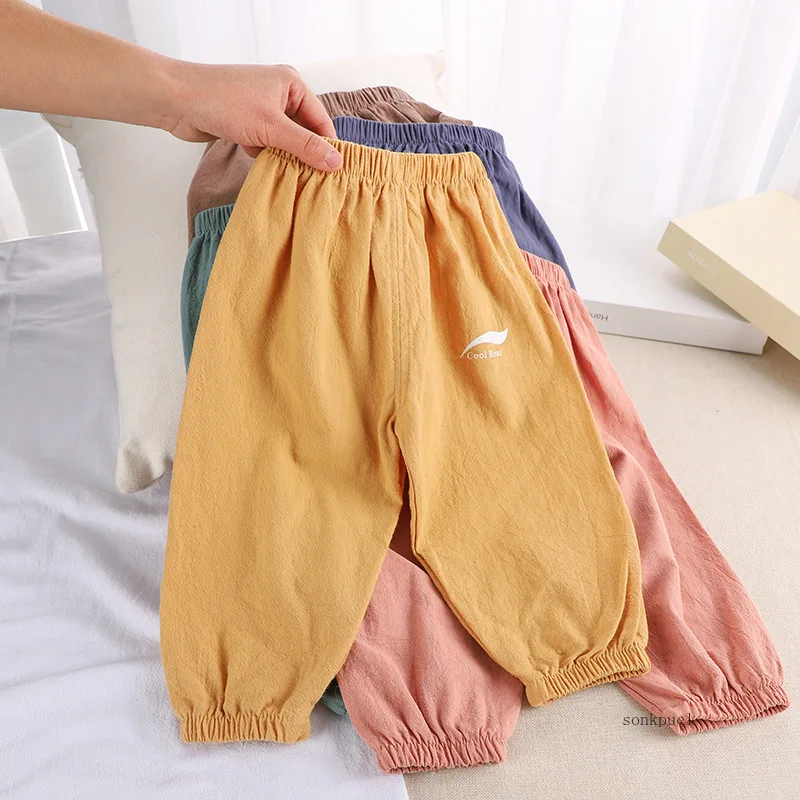1 2 3 4 5 rokov Nové detské nohavice Anit-Mosquito Summer Baby Klimatizácia Bloomers Boys and Girls Cotton and Linen Pants