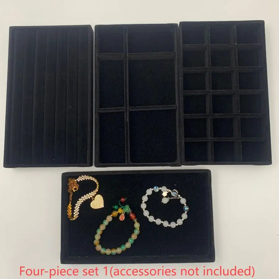 1/2/3/4/5ks Velvet Jewlery Display Display Display náušnice Ring Nacklace Organizátor šperky Storage Box Black