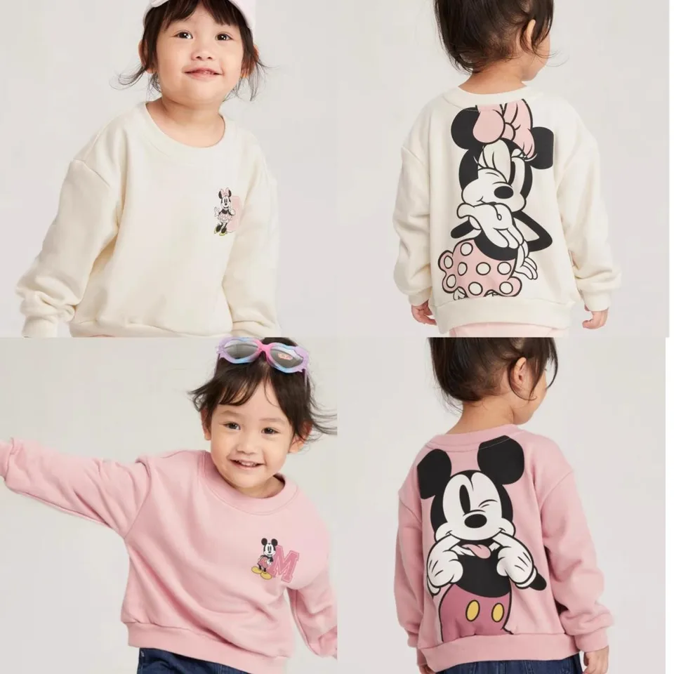 1 2 3 4 ročné deti Mikina Tops Loose Fashion Deti s dlhým rukávom Krusce okrúhle goliere Pullovs Spring Mickey tenký sveter