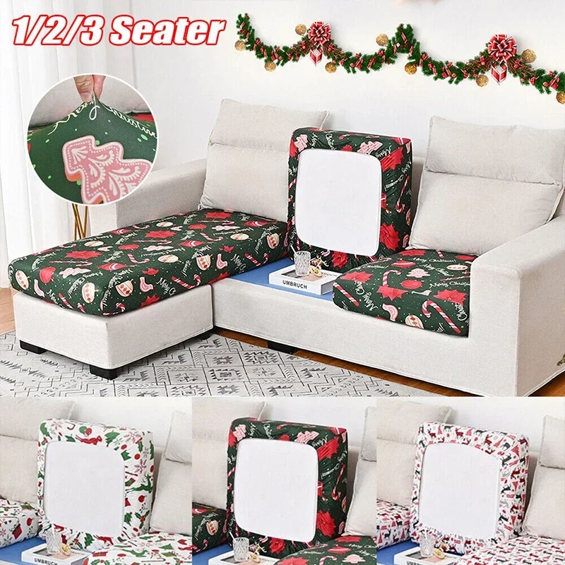 1/2/3/4 sedadlo vianočná karikatúra Tlač pohovky Sofa Elastic Elastic Neprip Sofa Cushion Ochrana prachového krytu Domáca dovolenka Dekorácie
