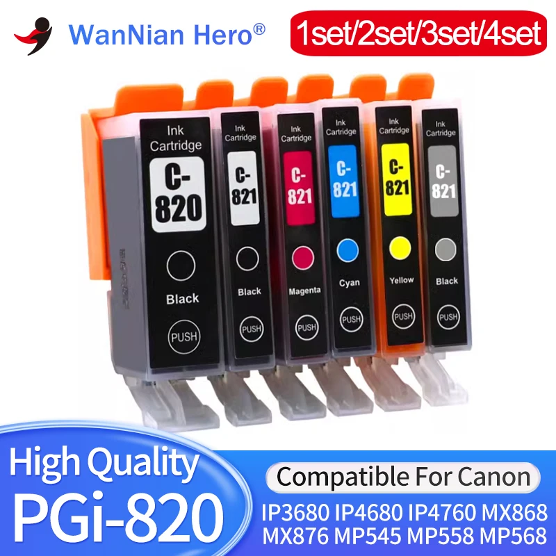 1/2/3/4set PGI-820XL CLI-821 Kompatibilná atramentová kazeta pre Canon IP3680 IP4680 IP4760 MX868 MX876 MP545 MP558 MP568 MP628 MP638