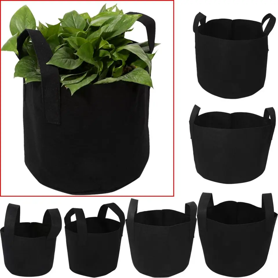 1/2/3/5/7/10 Gallon Čierna záhradná rastlina pestovanie tašky Zelenina kvetina hrnca Garden Gast Gast Share kvetiny rastlinné výsadba kvetináčov