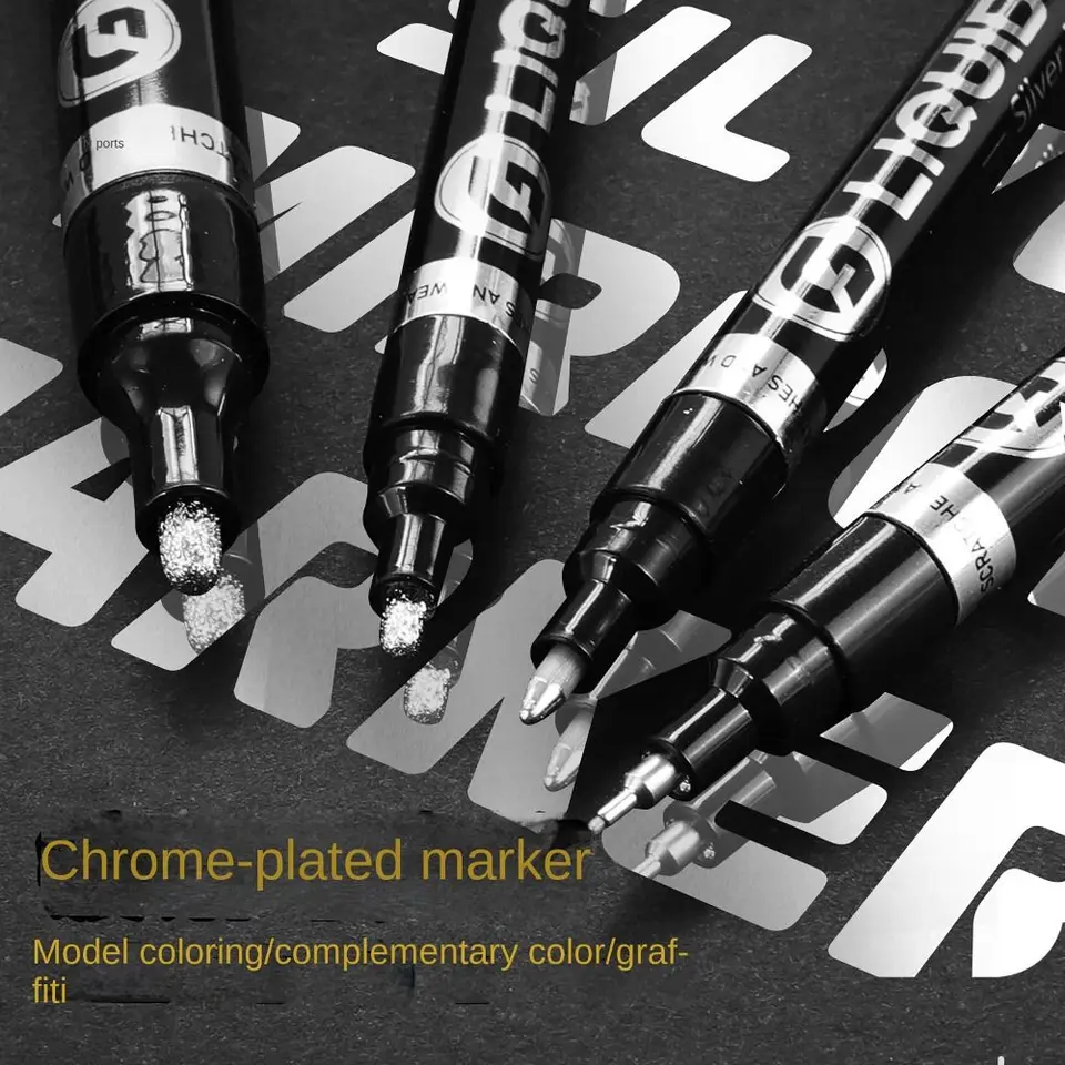 1/2/3 mm chrómové zrkadlo Marker Per Priehodné zlato strieborné graffiti reflexné maľovacie pero maľba