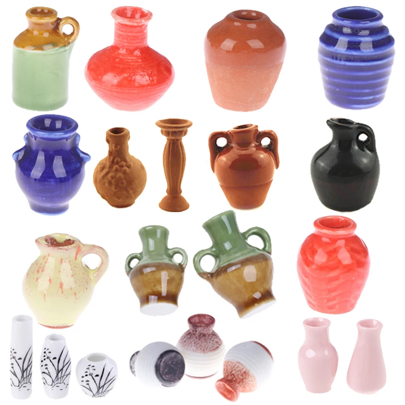 1/2/3ks 1/12 Krásna miniatúrna bábika Mini Ceramics Flower Vase pre Doll House Furniture DeCoration Príslušenstvo