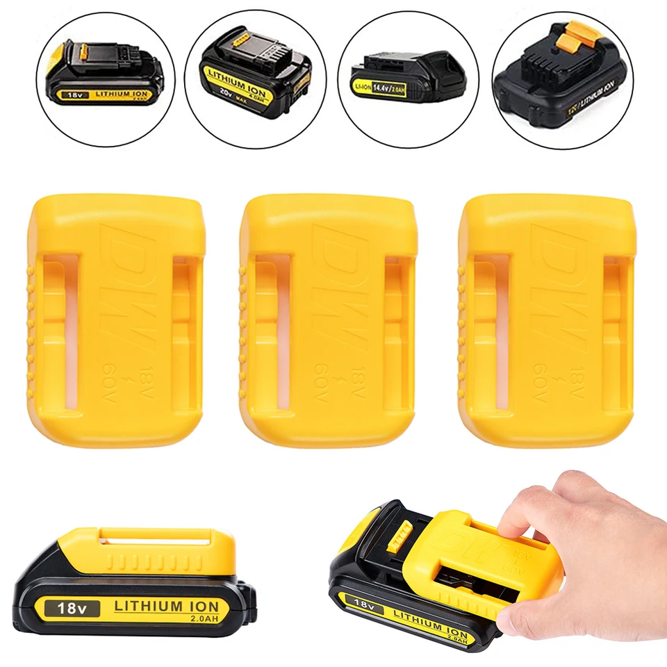1/2/3ks pre dewalt 18V 20V 60V držiak batérií Skladovacie držiaky Ukladanie držiaka Ploštár Displej Displej Dock Dock Battery Buncle Žltá