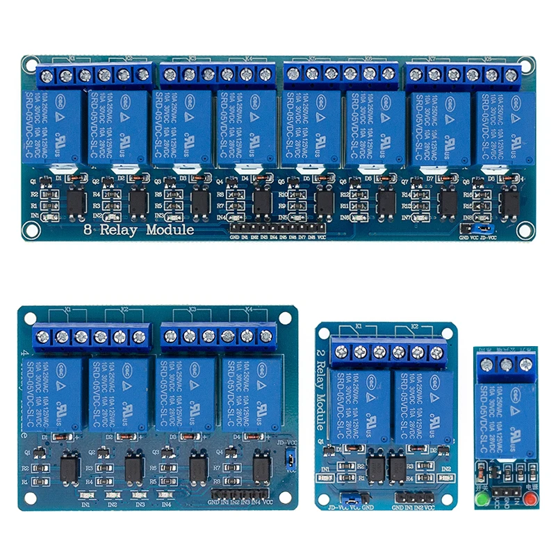 1 2 4 8 relé kanál 5V relé s OptoCoupler. Výstup relé 1 2 4 8 Cesta reléového modulu na sklade pre Arduino