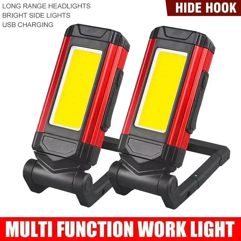 1/2/4ks magnetické COB pracovné svetlo USB Nabíjateľná LED baterka Prenosná lampa kempingového kempingu Light-C Funkcia Banka Funkcia Lamp