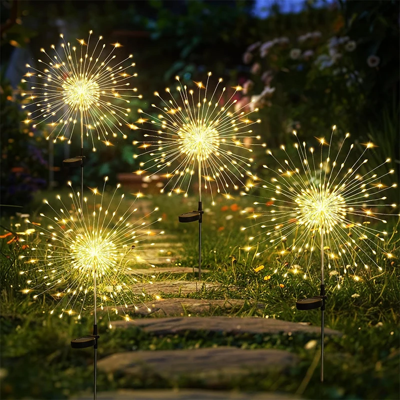1/2/4ks solárne LED dióda Firework Fairy Light Outdoor Garden Decotion Lawn Pathway Svetlo pre terasu na párty vianočné svadby