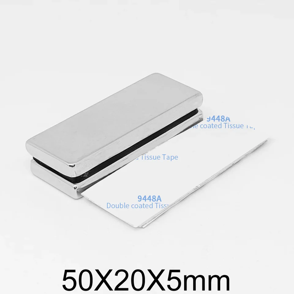 1/2/5/10ks 50x20x5mm kvadrát kvadrate silný silný magnet s 3M self - lepidla 50*20*5 Blokový obdĺžnikový neodymium magnet 50x20x5