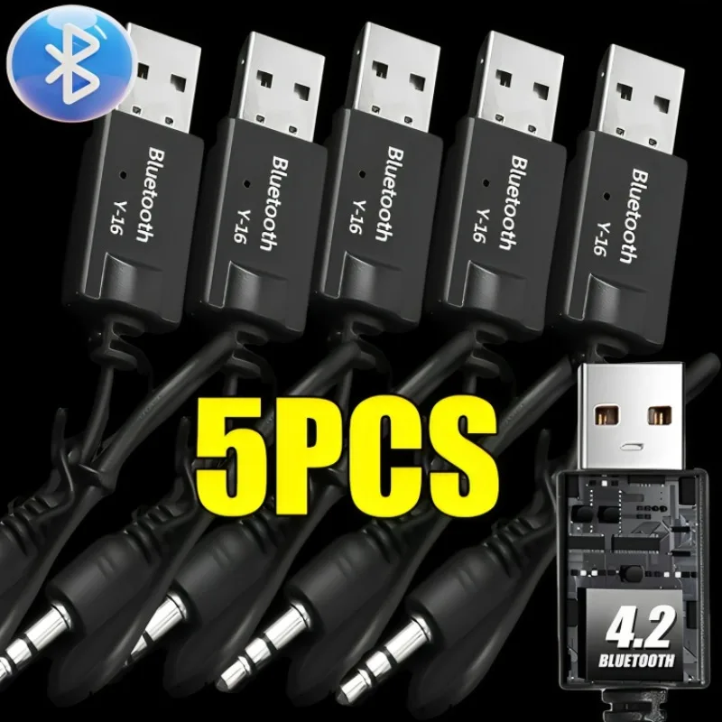 1/2/5ks USB Bluetooth prijímač 3,5 mm Inline Bluetooth Audio Adapter CAR 4.2
