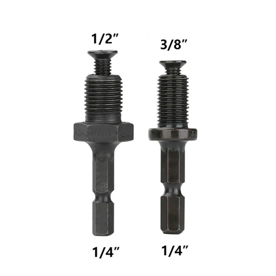 1/2 ks Drill Chuck Adapter 1/4 palca Hex Hex Driem Adapter do 1/2 palca 3/8 palca mužské vlákno elektrické vŕtačky BITS Rýchle zmenu konvertu