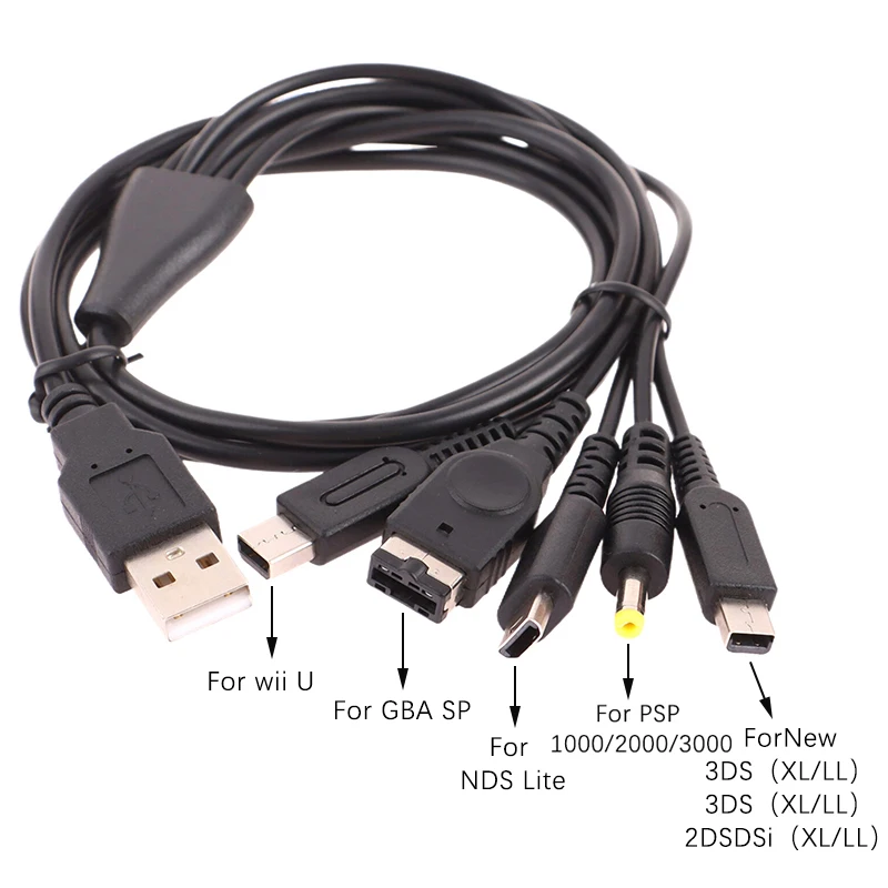 1,2 m kábel Rýchle nabíjacie kábel 5 v 1 USB herný nabíjací kábel drôt pre nové 3DS XL NDS Lite ndsi ll wi iu gba psp