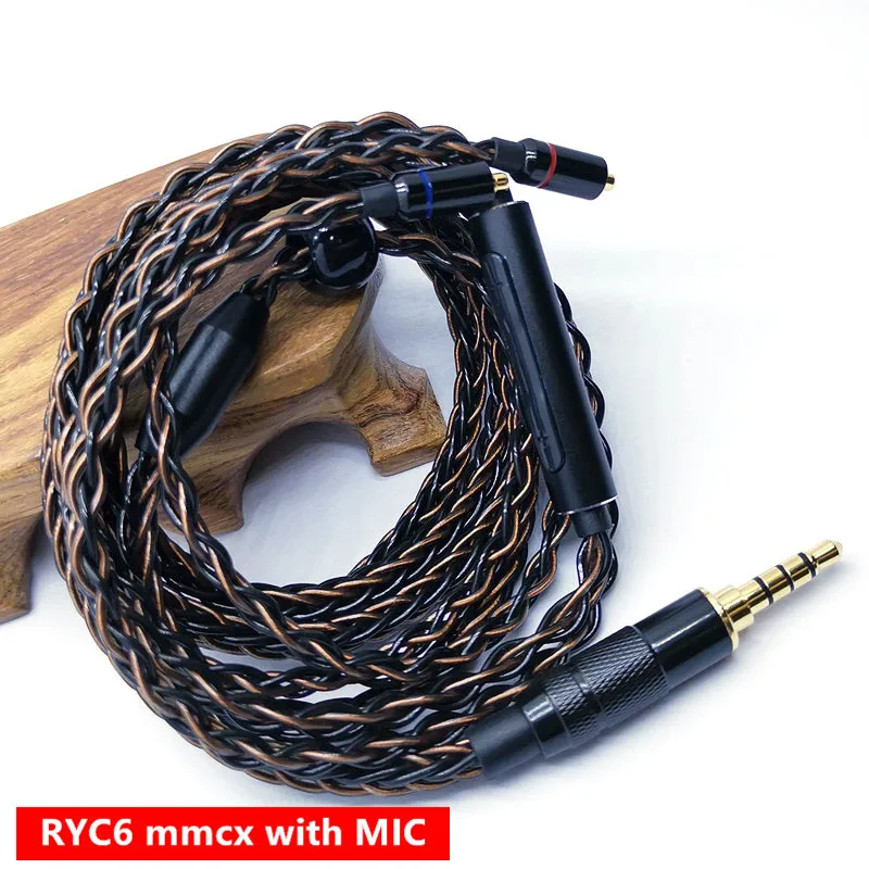 1,2 m výmena DIY kábel MMCX s mikrofónom 3,5 mm strieborným vylepšeným 8 jadrovým drôtom pre RY4S plus mmcx slúchadla slúchadla