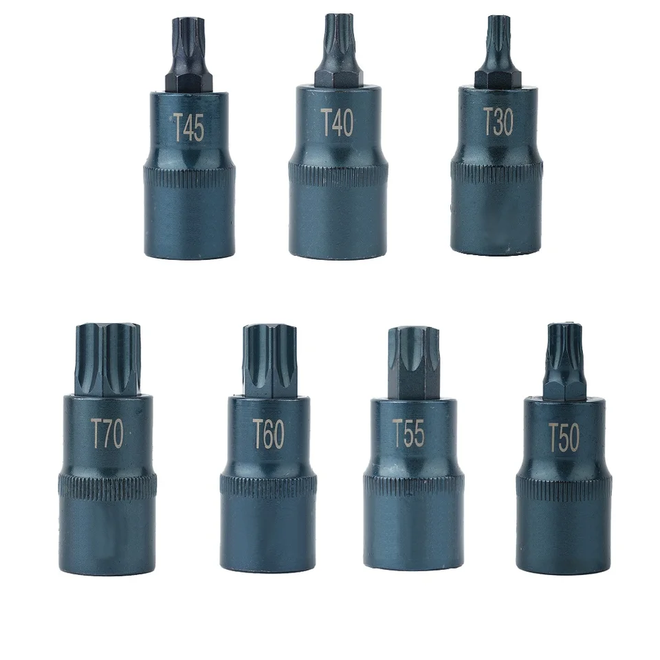 1/2 palca Torx Screwdriver Bit Screwdriver Honič T40 T45 T50 T55 T60 T70 Screwdriver Bit Bit nástroj pre račňové kľúče