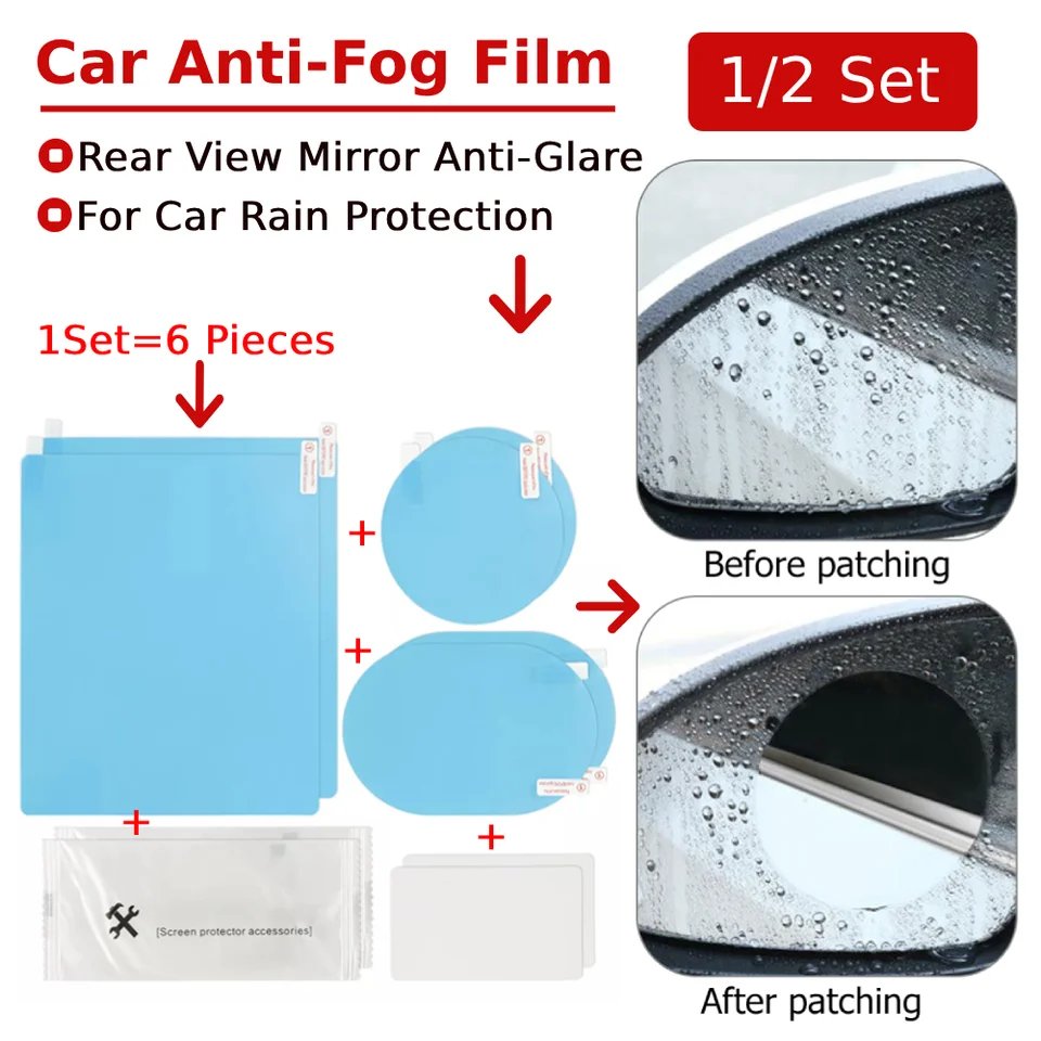 1/2 Set Car Mirror Anti-Glare Ochranný film Car Anti-Rain Sticker Auta