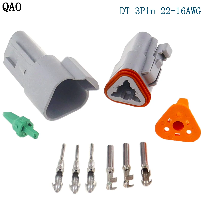 1-20 súprav Deutsch DT Series 3 PINS vodotesné samostatné samostatné elektrické drôtové konektory DT06-3S DT04-3P 22-16AWG