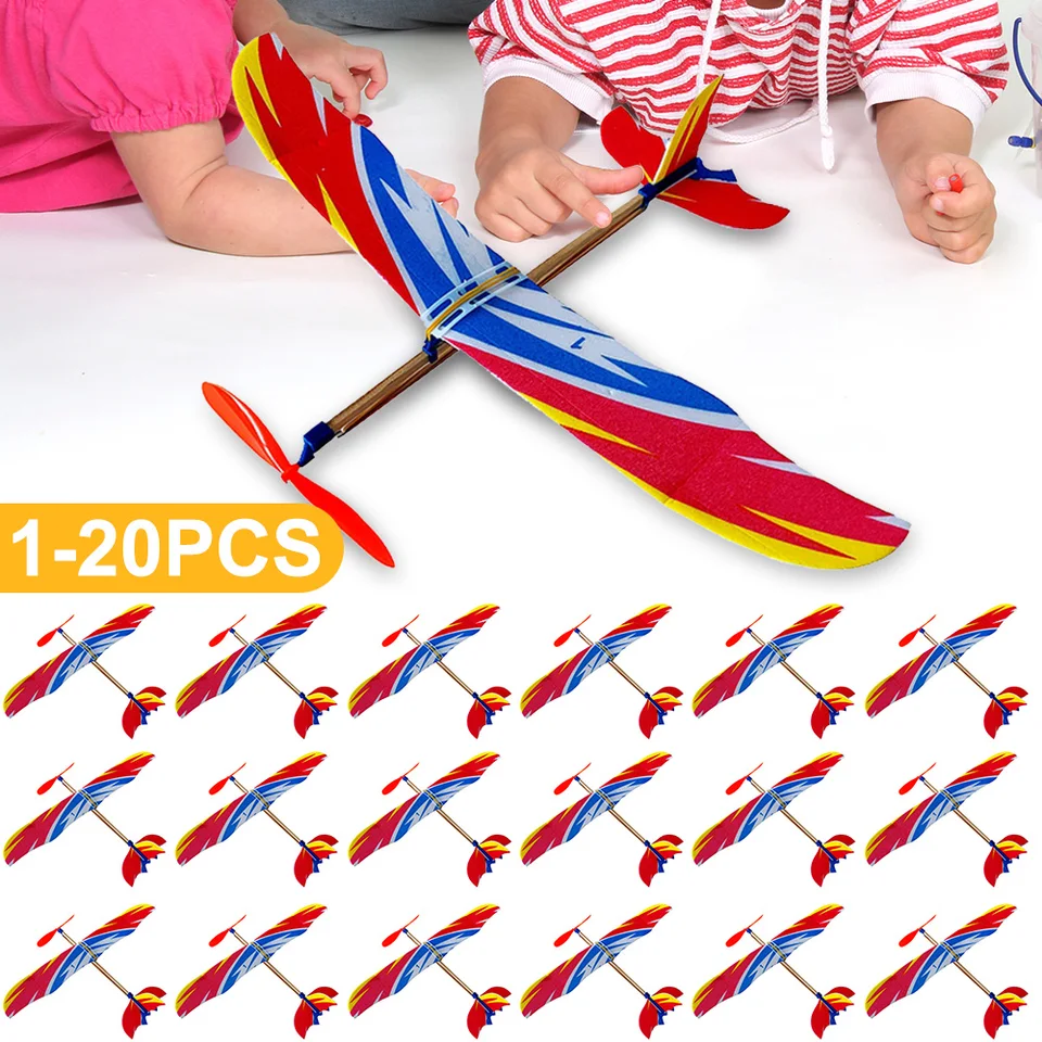 1-20ks DIY Ručné hody lietajúce lietajúce lietajúce lietajúce gumové pásmo poháňané lietajúce lietadlá Model hračky pre deti pre deti