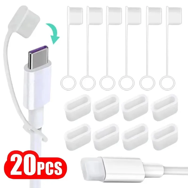 1-20ks typu C port priehľadná prachová zástrčka s lanom proti Lost-Lost DustodoPusp Atter Cap Silikone Dust Plug Cover Universal Type-C