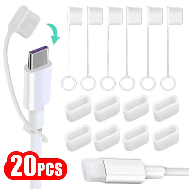 1-20ks typu C port priehľadná prachová zástrčka s lanom proti Lost-Lost DustodoPusp Atter Cap Silikone Dust Plug Cover Universal Type-C